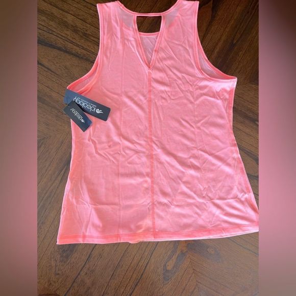 Ideology Women’s Heathered Keyhole-Back Tank Top Spring Tulip Medium - Picture 2 of 5